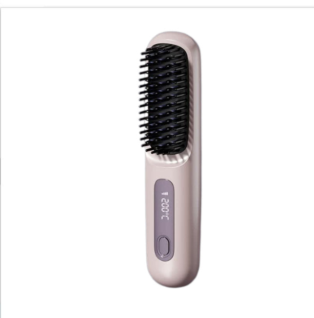 Wireless Hair Straightener Brush & Curler – 2-in-1 Fast Heating USB Comb