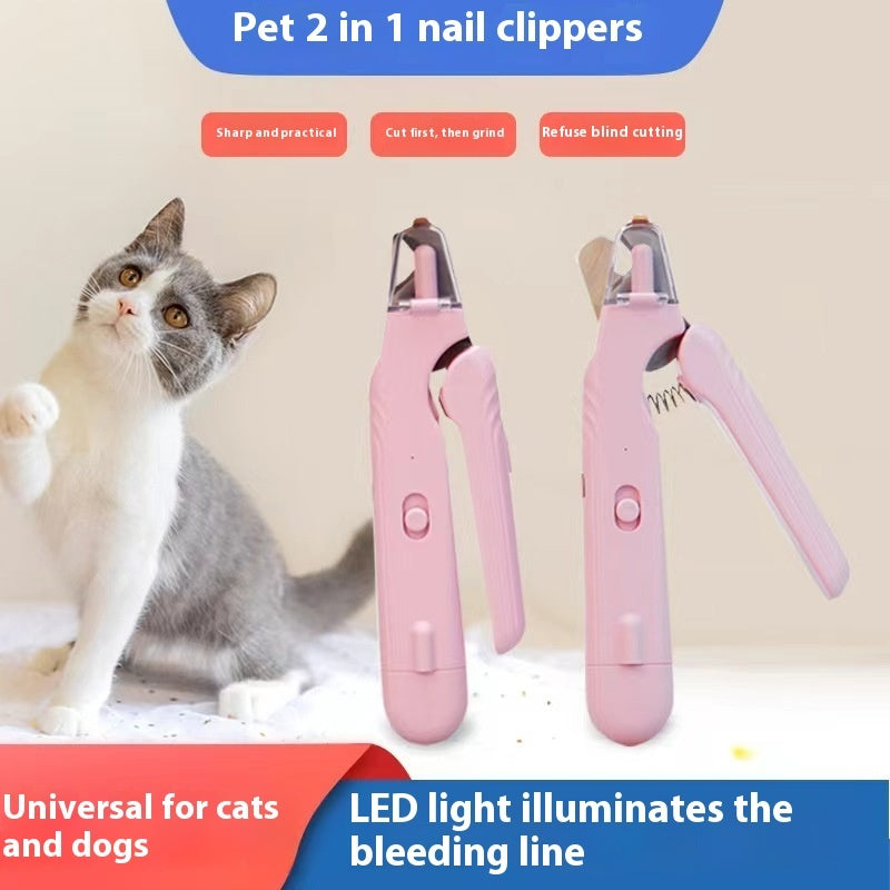 Pet Nail Clippers with LED Light – 2-in-1 Dog & Cat Nail Trimmer with Safety Guard