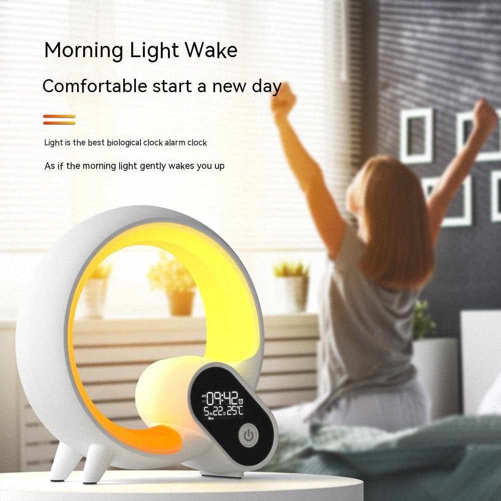 Creative Q Light Analog Sunrise Alarm Clock with Digital Display, Bluetooth Audio & Smart Wake-Up, Colorful Atmosphere Light