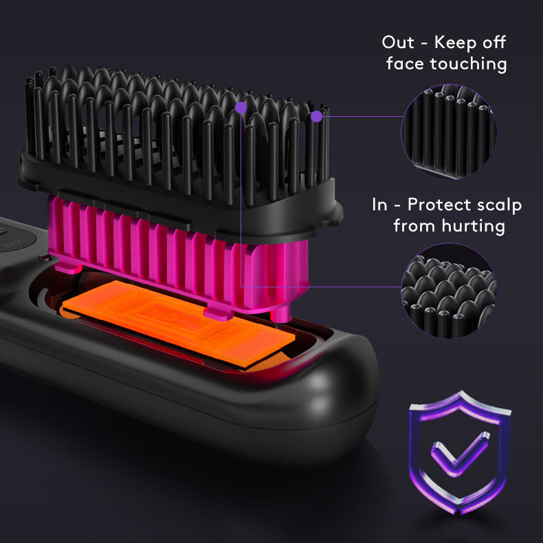 Wireless Hair Straightener Brush & Curler – 2-in-1 Fast Heating USB Comb