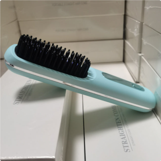 Wireless Hair Straightener Brush & Curler – 2-in-1 Fast Heating USB Comb