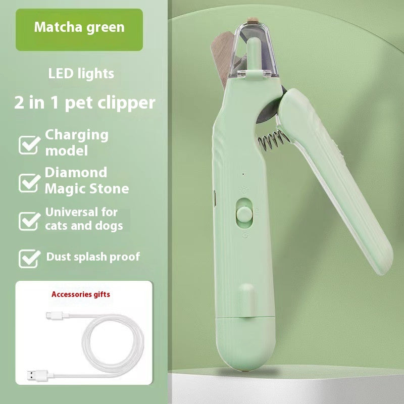 Pet Nail Clippers with LED Light – 2-in-1 Dog & Cat Nail Trimmer with Safety Guard