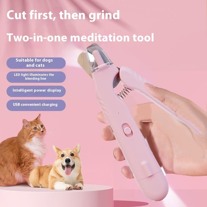 Pet Nail Clippers with LED Light – 2-in-1 Dog & Cat Nail Trimmer with Safety Guard