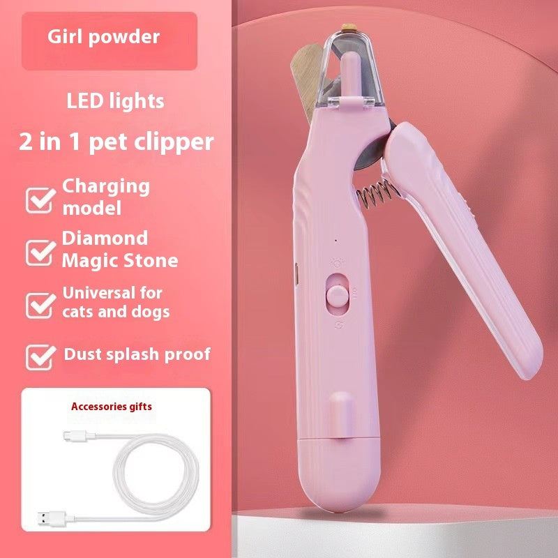 Pet Nail Clippers with LED Light – 2-in-1 Dog & Cat Nail Trimmer with Safety Guard