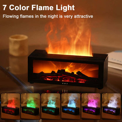 Flame Aromatherapy Essential Oil Diffuser & Ultrasonic Humidifier – 3D LED Fireplace Effect, Large Fog Volume, Colorful Home Air Purifier