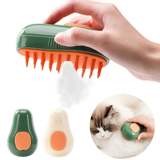 Steamy Avocado-Shaped Electric Cat & Dog Grooming Brush – Self-Cleaning, Steam Massage Pet Comb