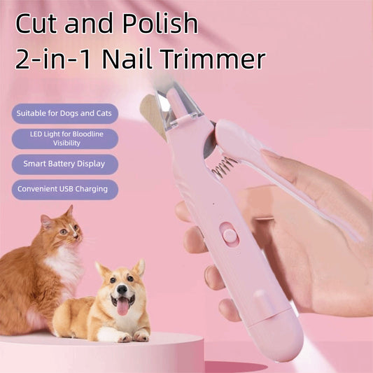 Pet Nail Clippers with LED Light – 2-in-1 Dog & Cat Nail Trimmer with Safety Guard