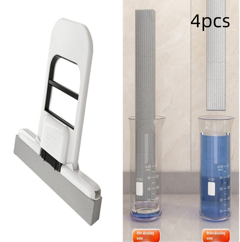 Handheld Foldable Mop – Mini Cotton/Sponge Cleaning Tool for Bathroom, Kitchen & Car