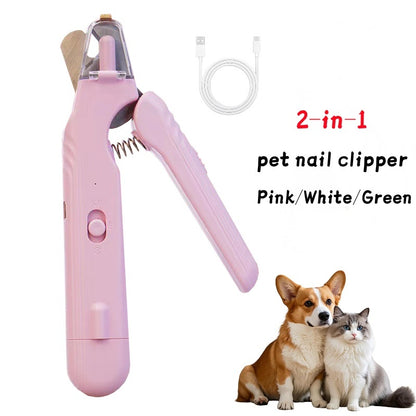 Pet Nail Clippers with LED Light – 2-in-1 Dog & Cat Nail Trimmer with Safety Guard