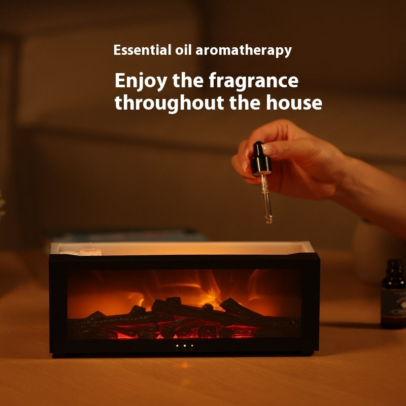 Flame Aromatherapy Essential Oil Diffuser & Ultrasonic Humidifier – 3D LED Fireplace Effect, Large Fog Volume, Colorful Home Air Purifier
