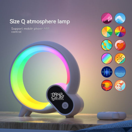 Creative Q Light Analog Sunrise Alarm Clock with Digital Display, Bluetooth Audio & Smart Wake-Up, Colorful Atmosphere Light